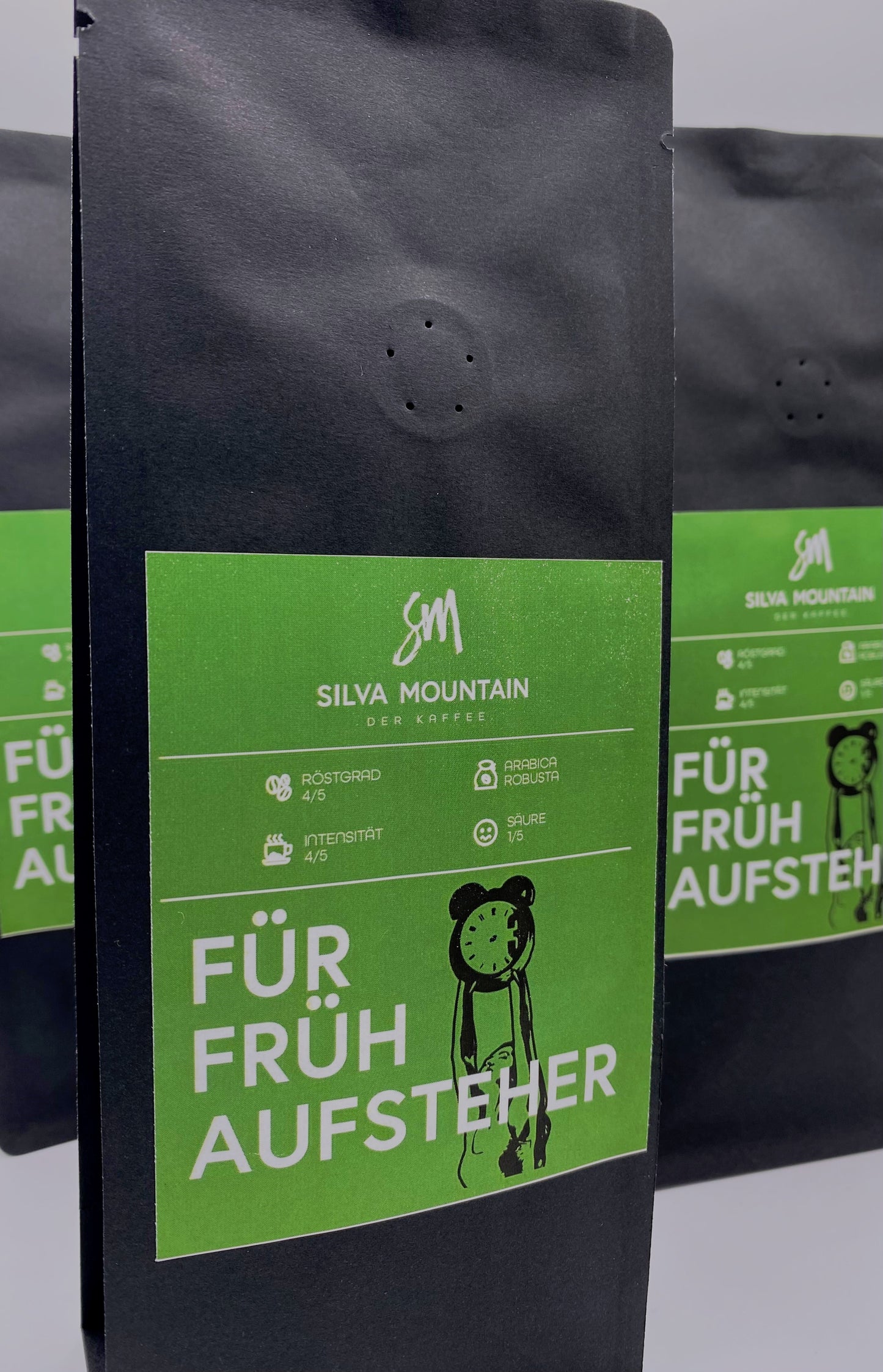 Silva Mountain, Frühaufsteher, Premium Kaffee, handgeröstet in München, in ganzen Bohnen oder gemahlen, aromatisch, intensiv, wenig Säure