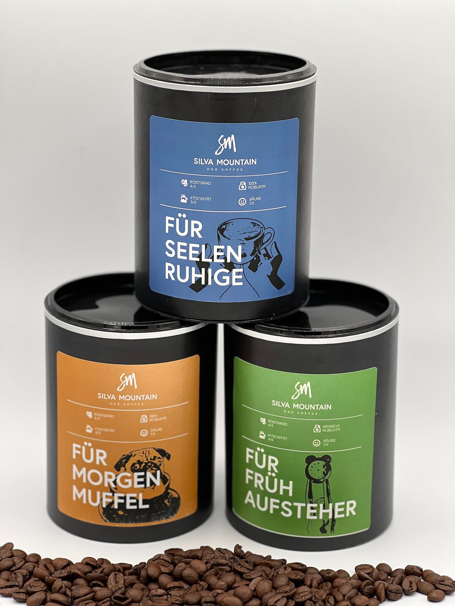 Silva Mountain, Gourmet Kaffee, handgeröstetes Kaffee, Geschenkbox mit Kaffee, Rösterei, Arabica, Seelenruhiger, Kaffee, wenig Säure, schonend für den Magen. Intensiv im Geschmack, als Espresso, Cappuccino oder Filterkaffee